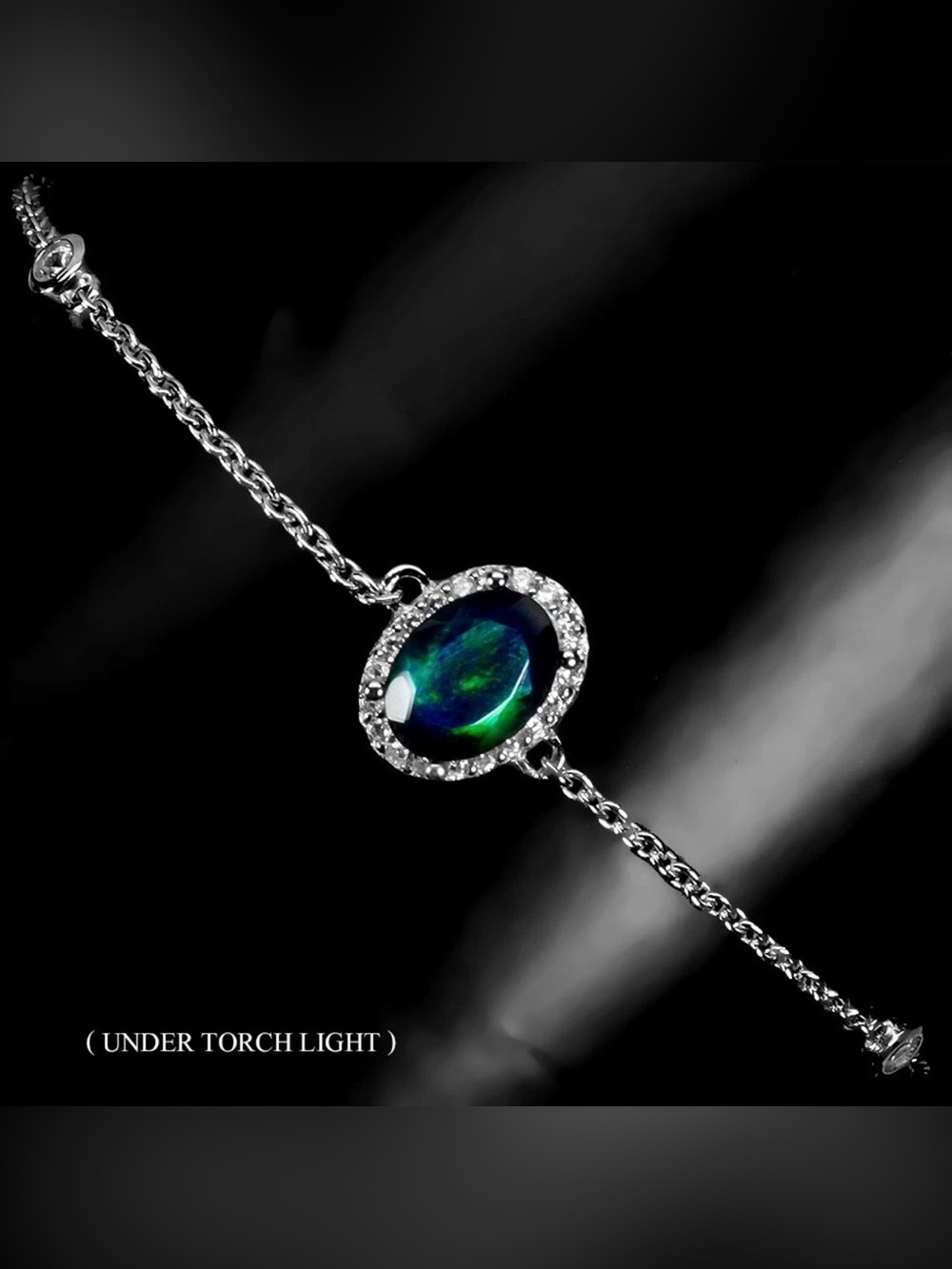 Stunning Natural Rainbow Black Opal Curb link Bracelet 925 Sterling Silver 8”